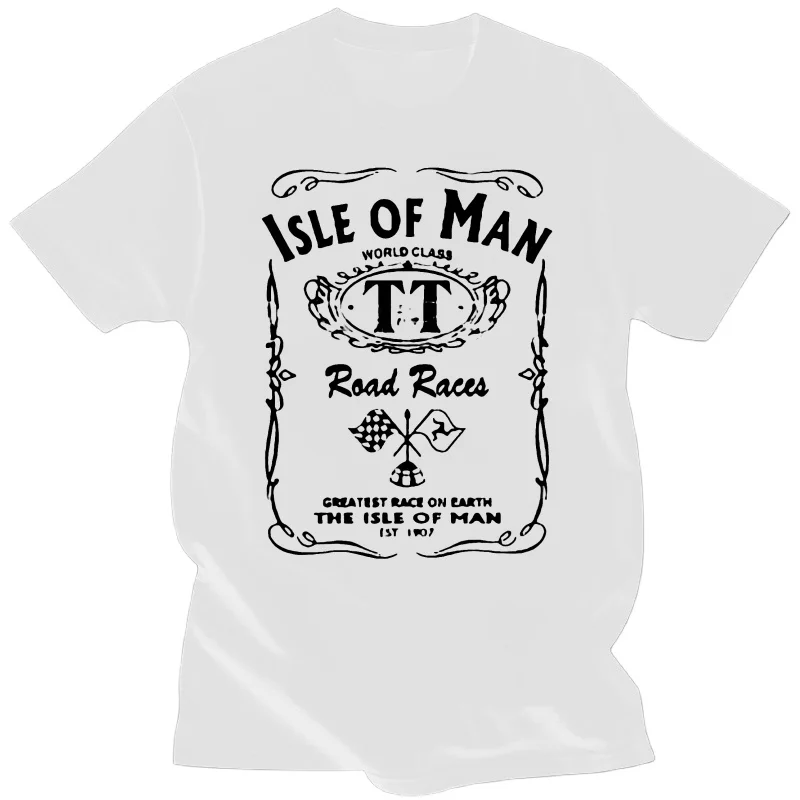 summer tops men clothing Isle Of Man TT IOM Motorcycle Road Races T-Shirt Black White