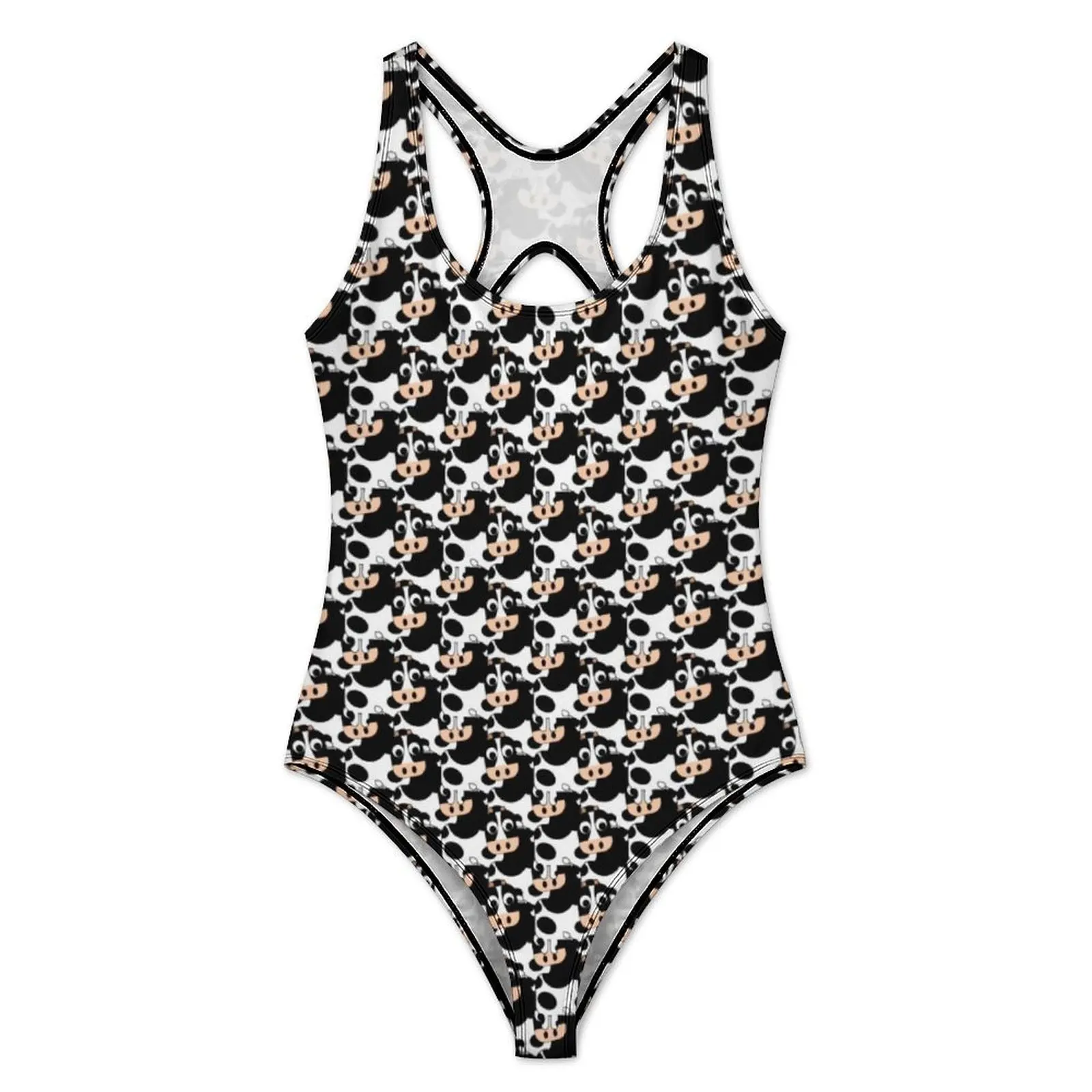 Cowical Cow Swimsuit Sexy Funny Animal Print One-Piece Swimwear Push Up Swimsuits Trend Vacation Bath Bathing Suits