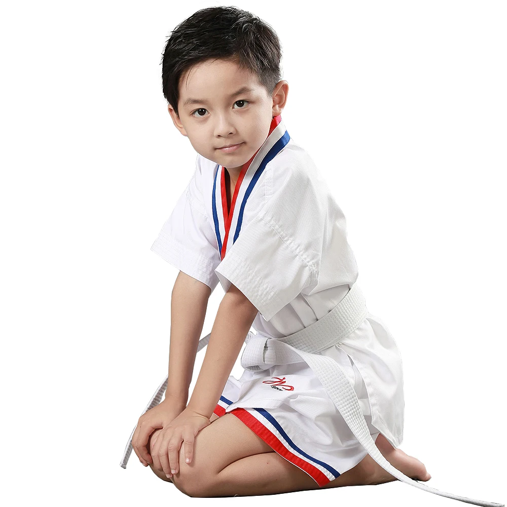 Original Kids Taekwondo Summer Short Sleeve Shorts Uniform Dobok Gi TKD WTF Multi Coloured V Neck