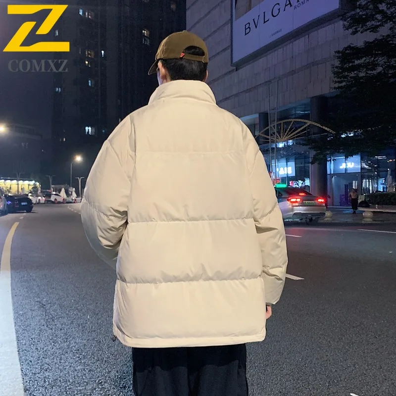 COMXZ Windproof Parker Coat Light Luxury Stand Collar Handsome Snow Hiking Padded Jacket 2025 Ski Thickened Men's Puffer Jacket