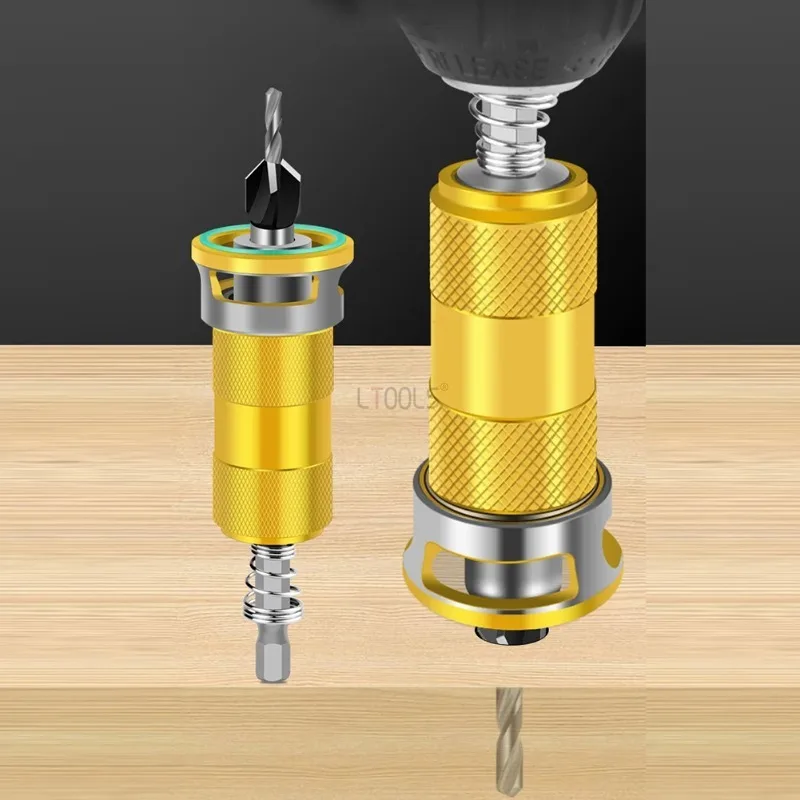 New Countersink Drill Bit Semi-automatic Depth Adjustment Woodworking Four-edge Limit Counterbore Drill Bit Hole Opening Tools