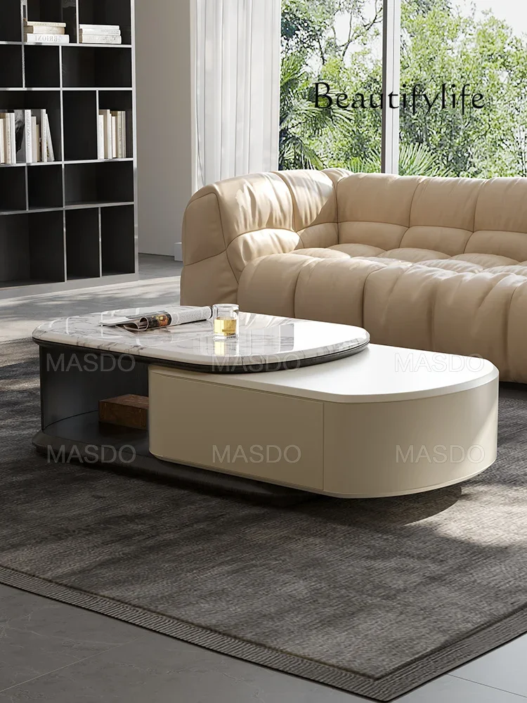 

muebles para hogar Retractable Coffee Table Charming Style Living Room Combination Suit Nordic Floor Cabinet Cream Style Retract