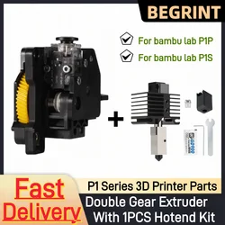 For Bambu Lab P1S P1P Fully Extruder Dual Gears Extrusion Motor Hardened Steel with Hotend Kit For P1P/P1S 3D Printer Parts