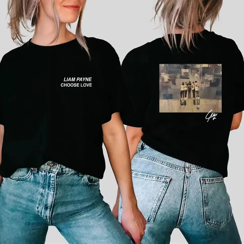 

Liam Payne Choose Love 2 Side T-Shirts Vintage Liam Payne Tribute Shirt Aesthetic Clothes Unisex Short Sleeves Cotton T-Shirt