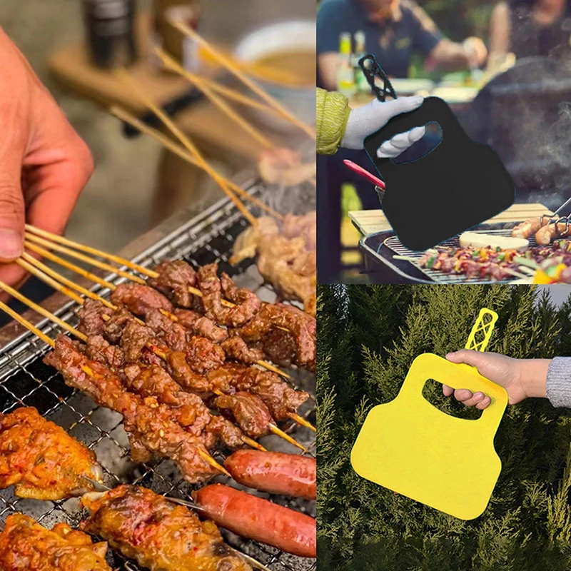 1Piece Plastic Heat Resistant Barbecue Fan Handheld Manual Grill Convenient Fan Hand Crank Blower For Outdoor Camping Accessory