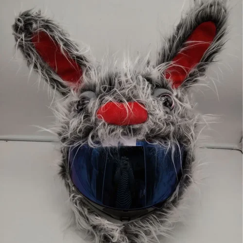 Imagen 2 del producto Cubierta para casco de motocicleta, cubierta de cabeza de felpa, cubierta protectora con personalidad de dibujos animados bonitos sin casco