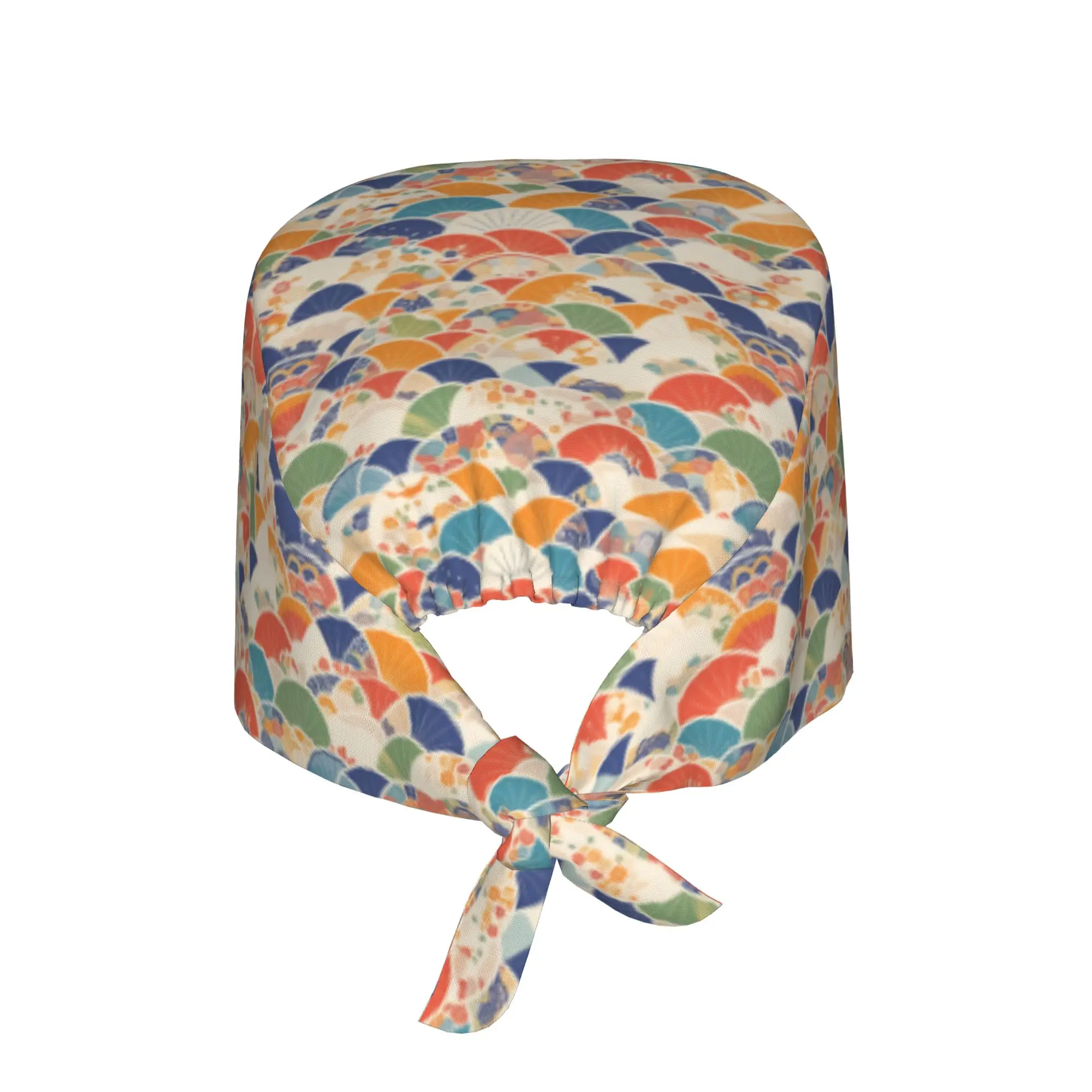 S-Seigaiha Japane Geometric Scallop Fish Scale Medical Staff Scrubs Hat Unisex  Doctor Nursing Surgical Cap Scrub Caps