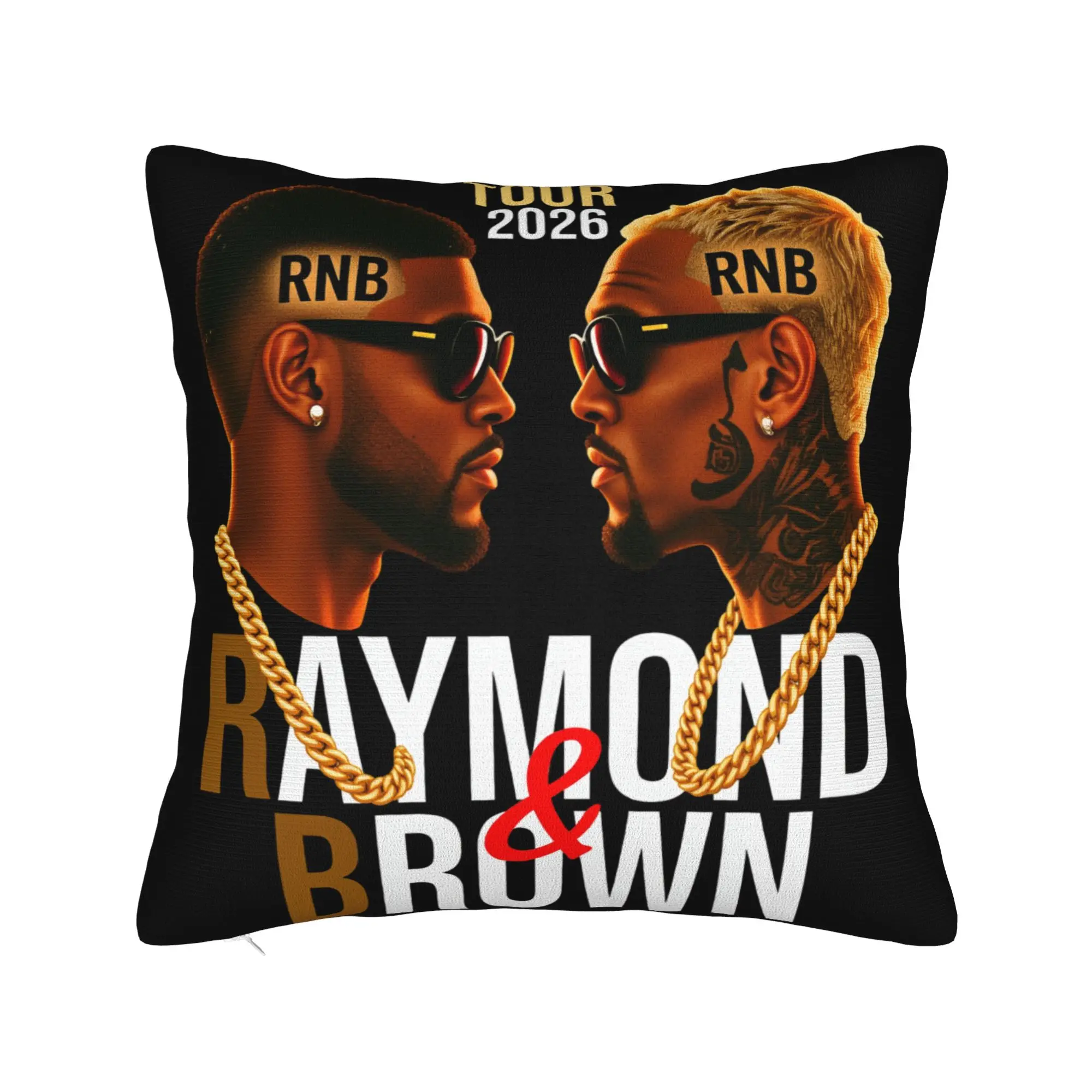 Chris Brown And Usher The Rb Tour Pillow Cover  Raymond And Brown Soft Cushion Cover Cute Funny Pillow Case For Sofa Home Decor