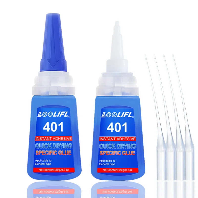 Loolifl401 Instant Adhesive, Fast-Drying Cyanoacrylate Adhesive, High-Strength Transparent Universal Strong Glue, Suitable for Plastic, Wood, Metal, Rubber, Ceramics, Jewelry, Toys, DIY Crafts and Repairs, Multi-Purpose Quick-Curing Special Glue, 20g Pack