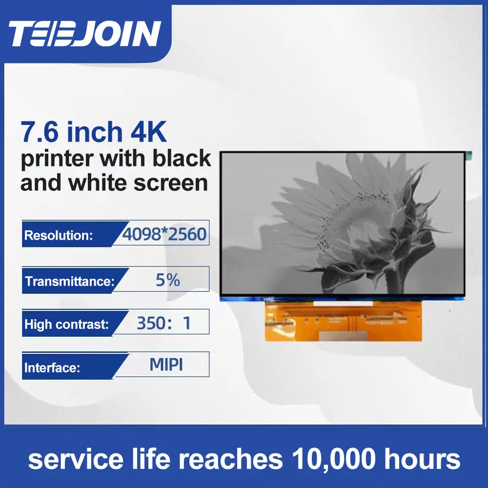 

7.6Inch 4098*2560 Hd 4K Monochrome Mono Black And White Screen With High Transmittance Precision Light Curing 3D Printing Screen