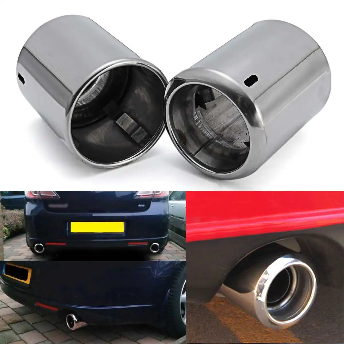 2Pcs Car Exhaust Pipe Mufflers Tip End Trim Stainless Steel Tail For Mazda 6 CX-5 CX5 2009-2016 AUTO Accessories