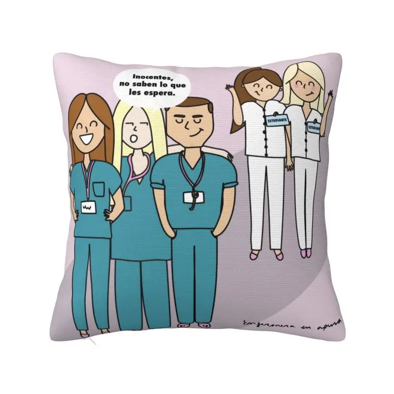 Custom Funny Cartoon Nurse Pillow Case 45x45cm Health Care Nursing Doctors Nordic Cushion Cover Velvet Pillowcase