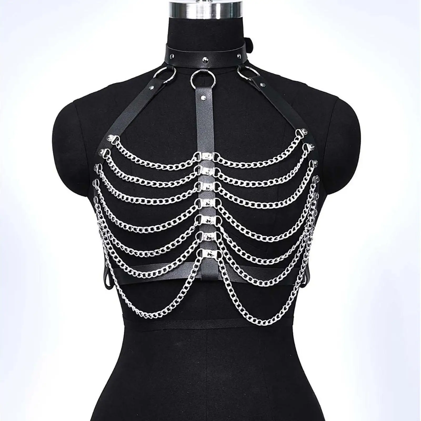 فاسق الصدر سلسلة الكتف الصدرية تسخير المختنق الطبقات الأسود بو الجلود العصرية بار #1