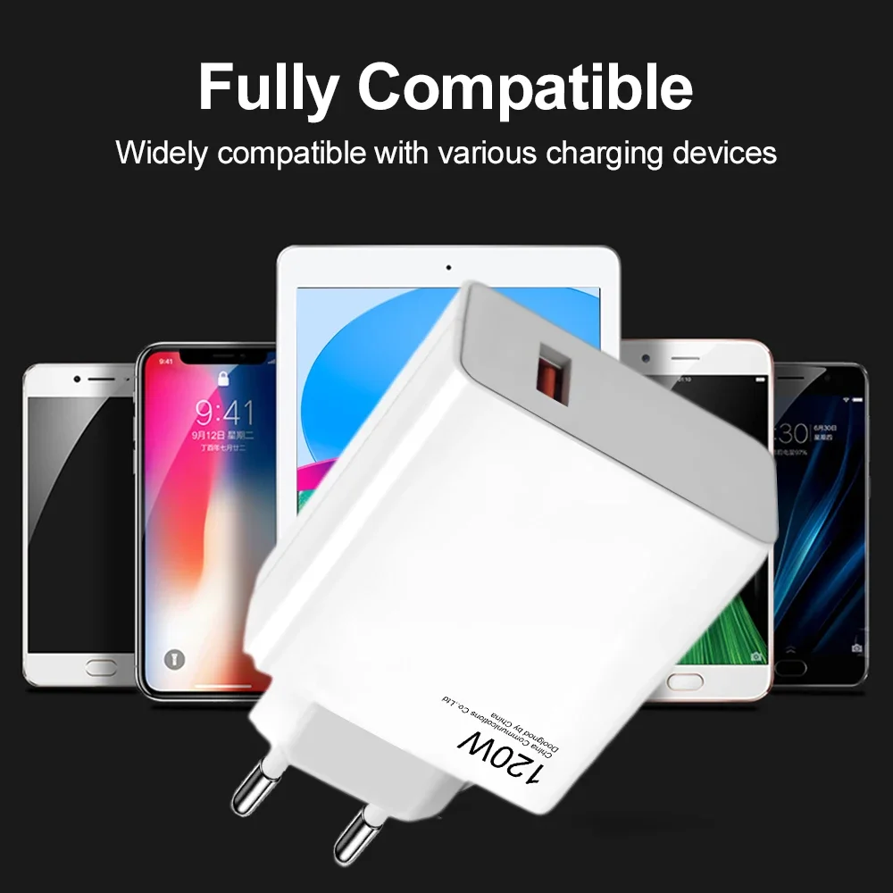 120W dla Xiaomi Szybkie ładowanie Ładowarka typu C UE US UK Ładowarki do telefonów komórkowych dla Xiaomi Redmi Note Huawei 10A Kabel USB typu C do