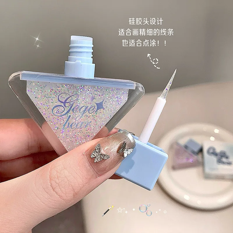 Luminous and Colorful Liquid Eyeshadow Liquid Fine Shimmer High Light Eyeshadow Ultra-fine Brush Head Easy To Use For Beginners