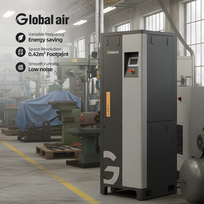 

220V 7.5KW 10HP Single Phase Rotary Screw Air Compressor For Auto Repair Shop Tire Inflation Tyre Changer Air Wrench Tool