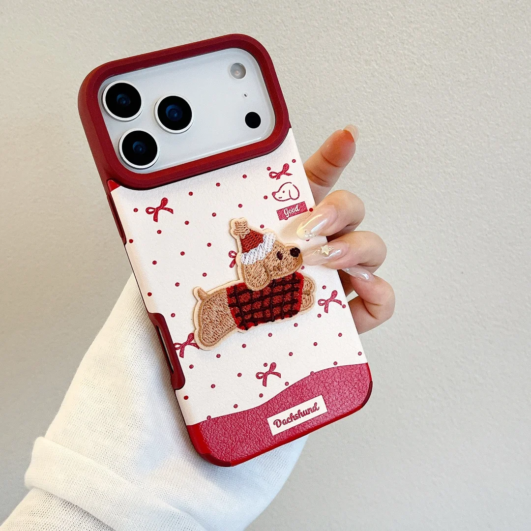 عيد ميلاد سعيد نمط الكلب الألماني الحبل قضية الهاتف آيفون 17 16 15 14 13 12 11 برو ماكس INS الكورية لطيف الكرتون غطاء #6