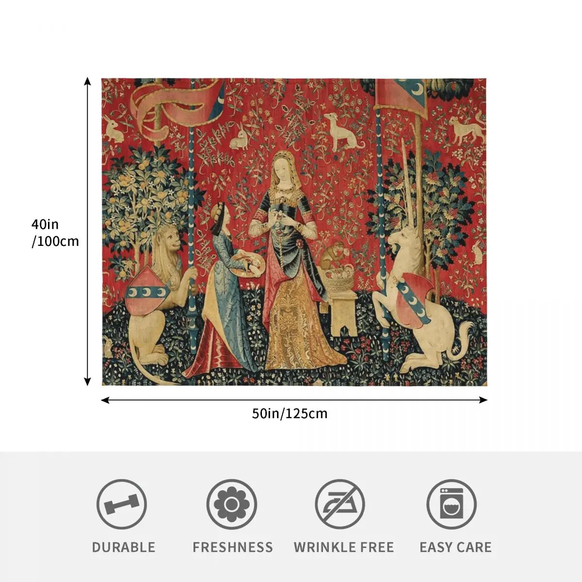 السيدة والوحيد القرن: بطانية رمي Mon Seul Désir مشعر لطيف منقوشة زينة عيد الميلاد أريكة لحاف البطانيات #4