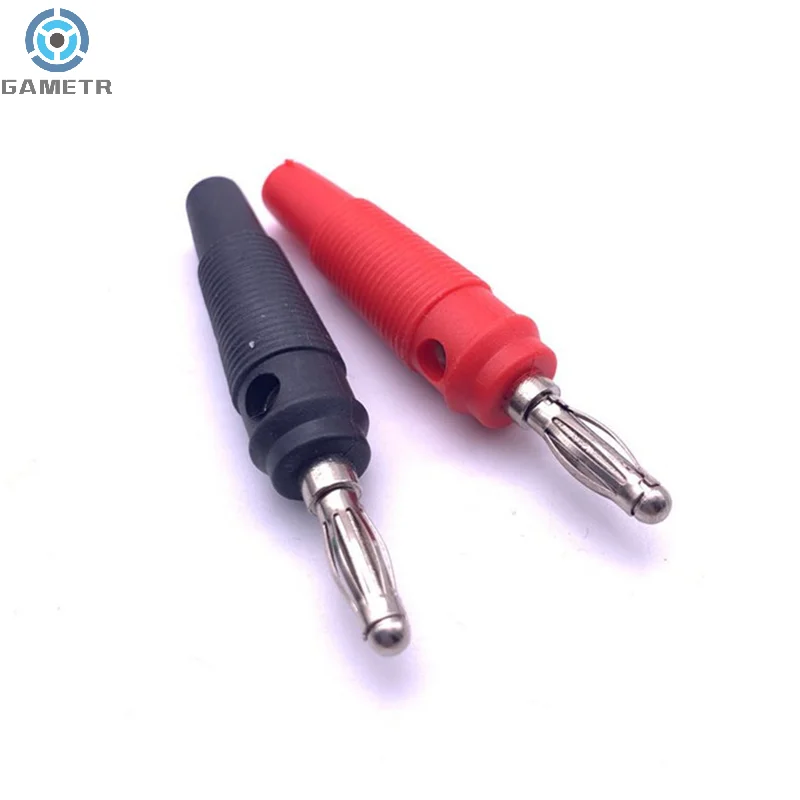 4 Stuks Zachte Rubberen Mouw Soldeervrije 4Mm Plug Puur Kopervergulde Muziek Luidsprekerkabel Draad Pin Lantaarn Kop Banaan Connector