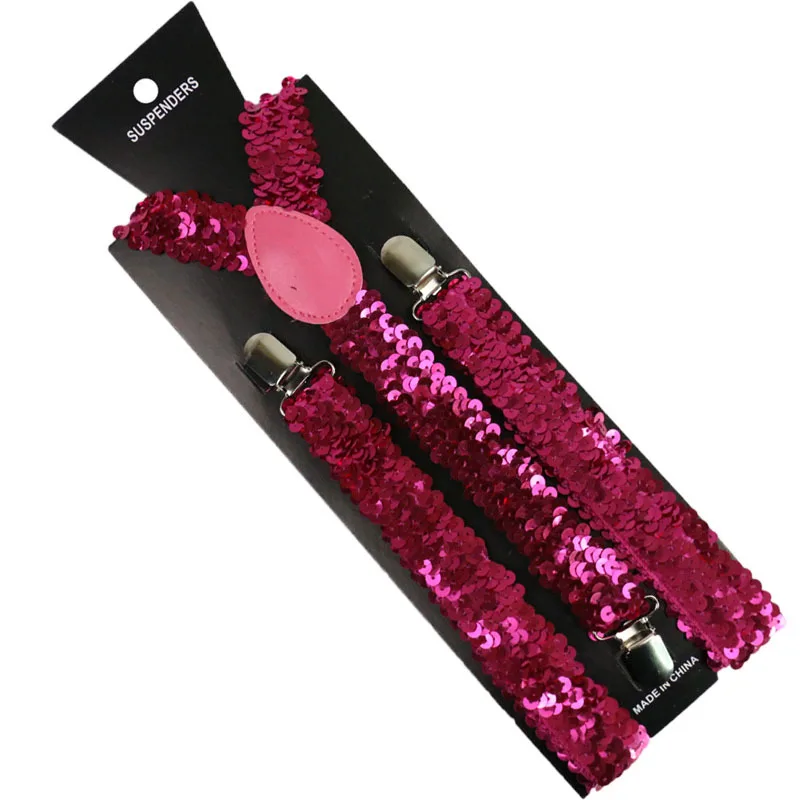 y2k adult suspenders 3 clips ladies sequined fish scale elastic braces fashionable and versatile suspenders performance