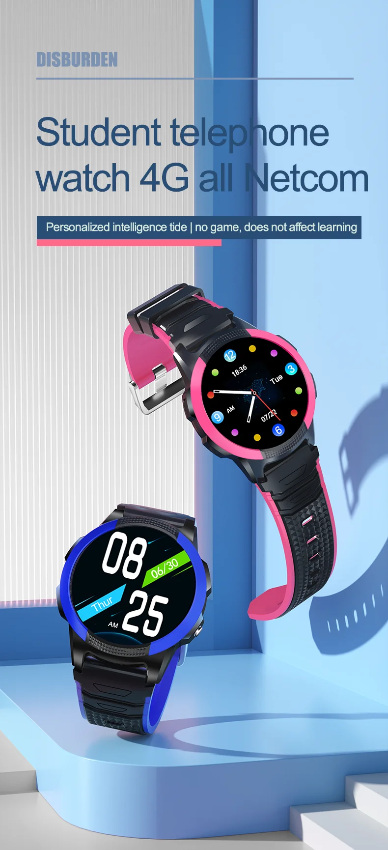 

4G children's phone watch intelligent positioning phone watch elementary school students voice call children boys girls fashion