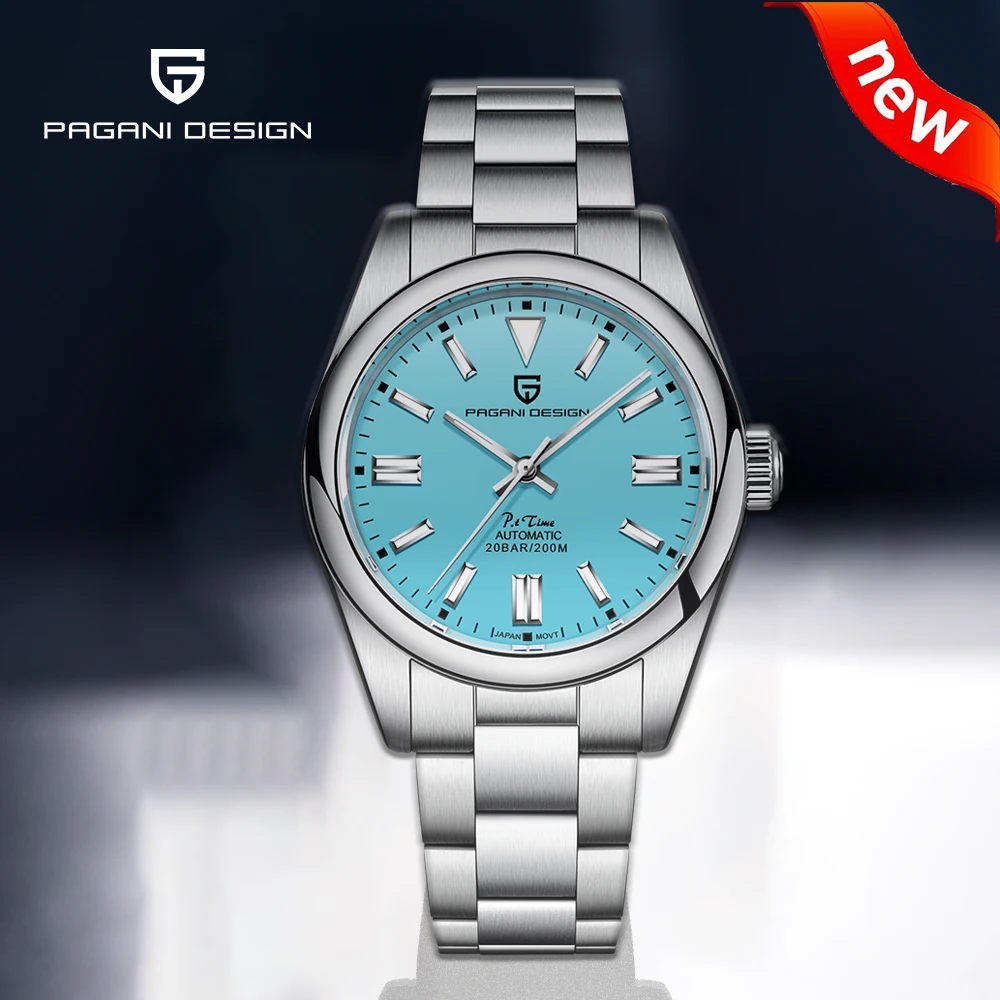 2022 PAGRNE DESIGN New Men Mechanical Wristwatch Sapphire Glass Automatic Watches Waterproof Stainless Steel Relogio Masculino