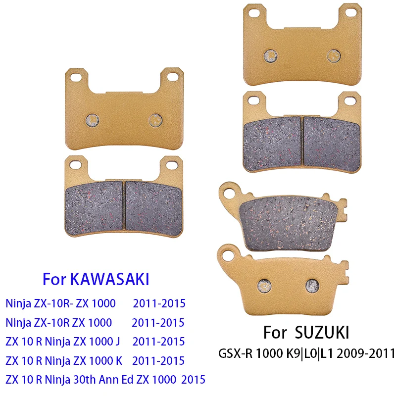 Motorcycle Front Rear Brake Pad for SUZUKI GSX-R 1000 GSXR1000 2009-2011 for KAWASAKI ZX-10R ZX10 R Ninja ZX1000 2011-2015