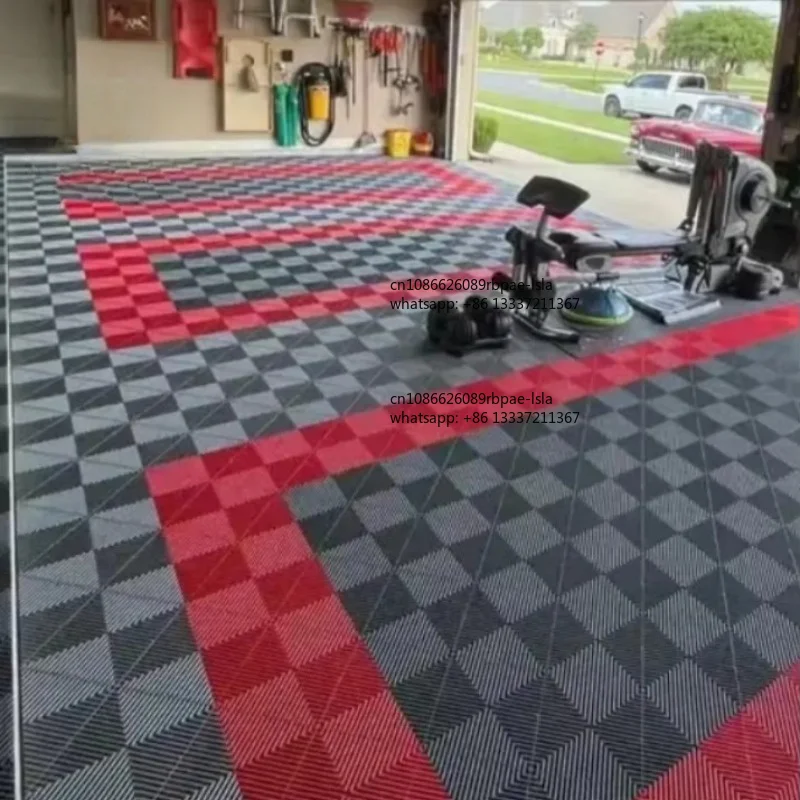 Rigid Modular Colorful Interlocking PP Garage Floor Tiles Plastic Garage Flooring  for Car Detailing Shop Workshop