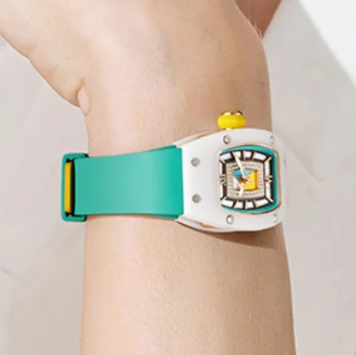 BONEST GATTI Orologio automatico da donna Tonneau Orologio da polso meccanico da donna Lunetta in ceramica luminosa con zaffiro impermeabile