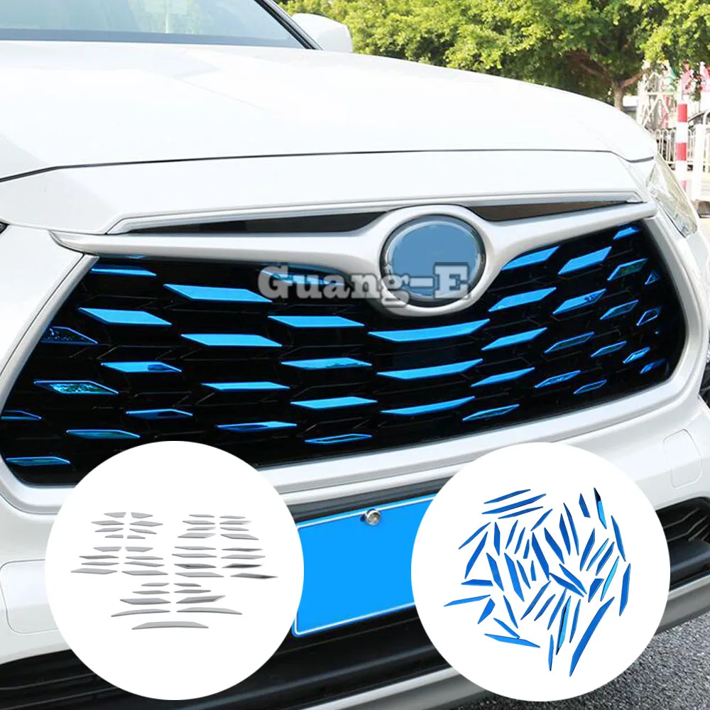 For Toyota Highlander Kluger 2020 2021 2022 Car Stickers Front Bumper Grille Decal Trim Chrome Exterior Decor Stainless Steel