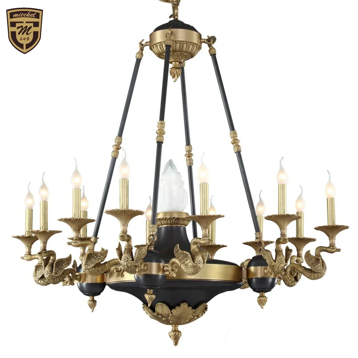 European pure copper chandelier export American country all copper chandelier villa living room dining room bedroom hall porch