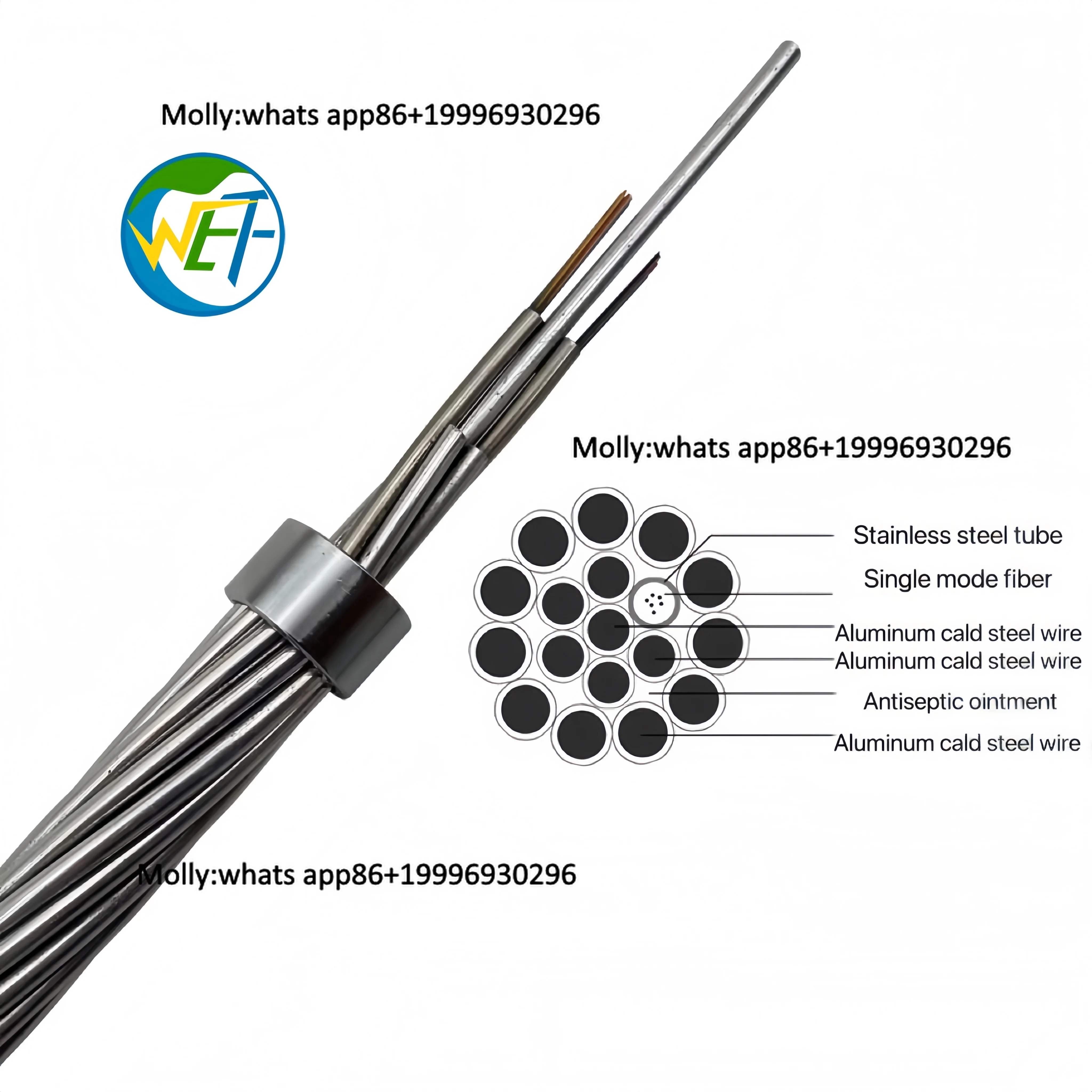 OPGW Outdoor Aerial Cable 12 24 48 96 144 Cores Opgw Ground Wire Composite Ground Wire Opgw Fiber Optic Cable