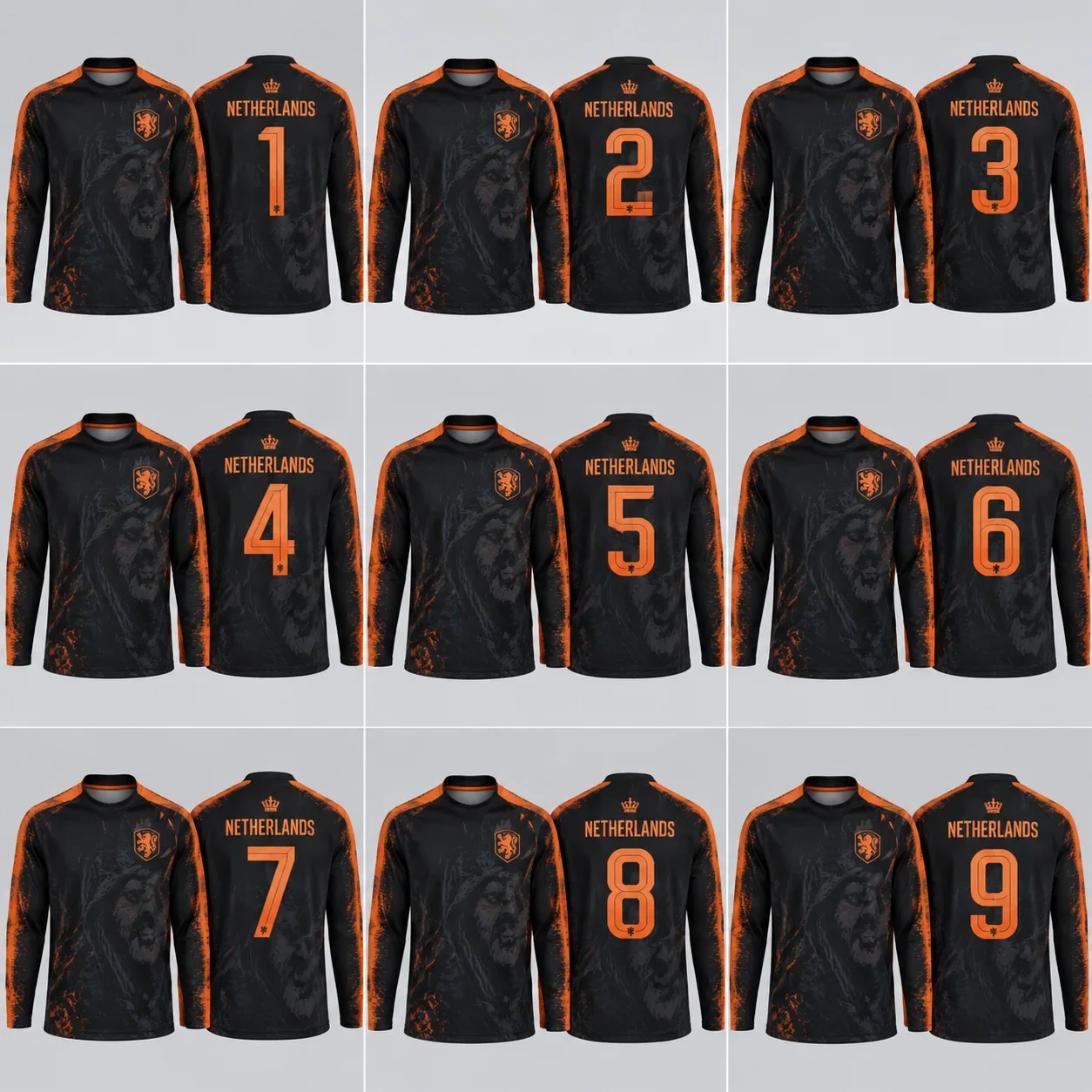 Family Matching Netherlands Football Long Sleeve Jersey, Unisex Soccer Graphic Fan Tee Adults Kids, Casual Sports Match Day Top