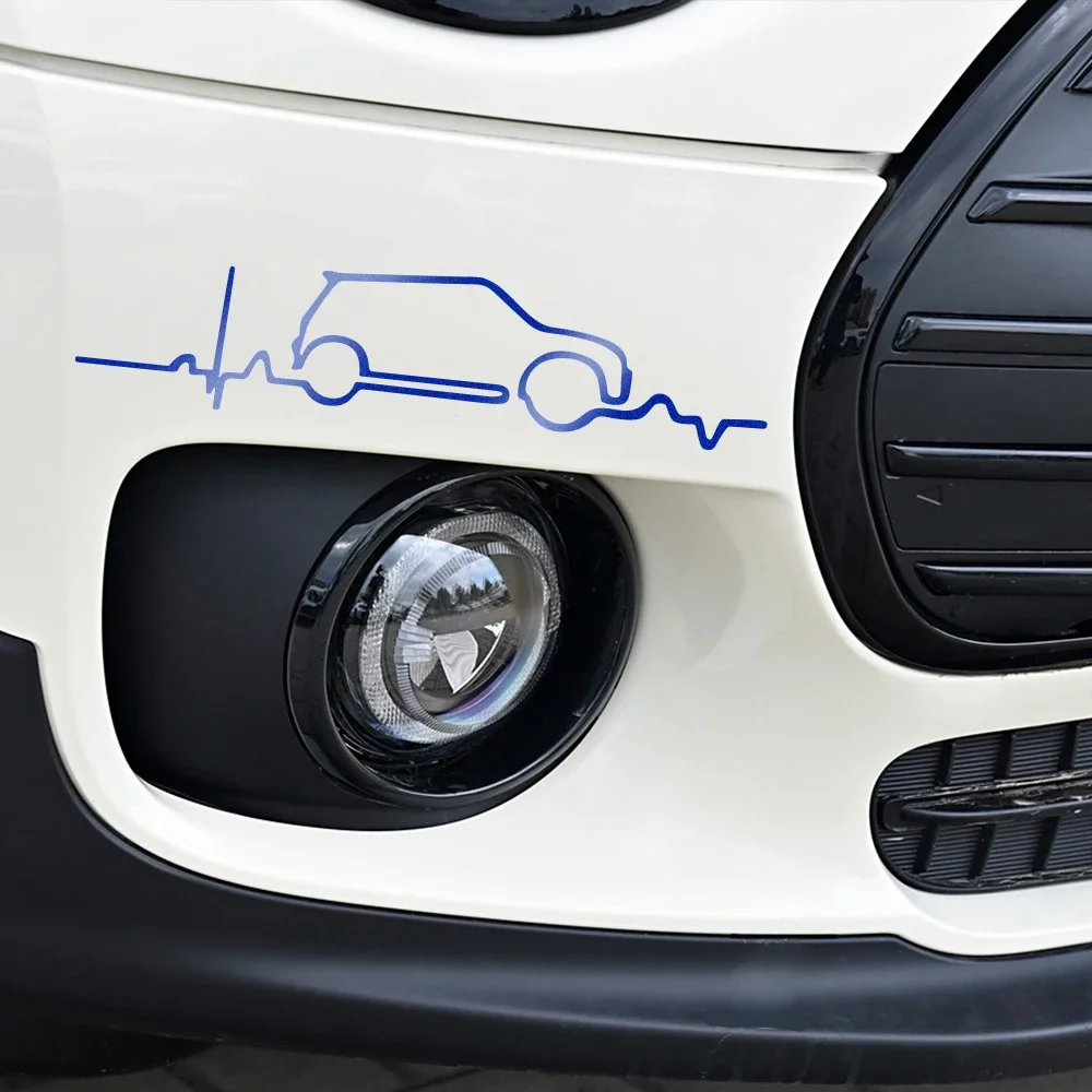 Car Outline ECG Heartbeat Strip Reflective Stickers For MINI Cooper S R55 R56 F56 F55 F57 F60 R60 Countryman JCW Vinyl Decals