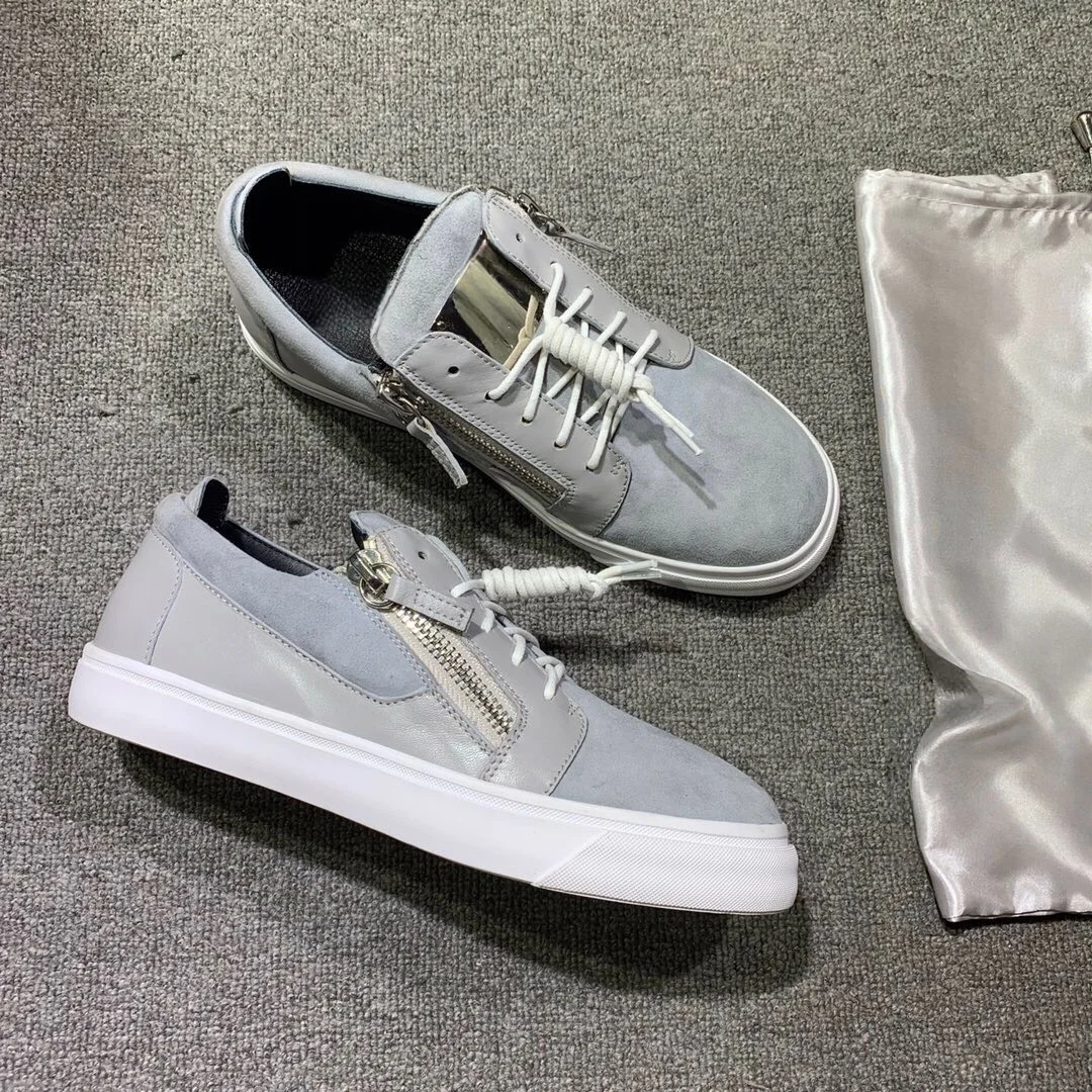 

Top Hight Quality Casual Sneakers For Men and Women Real Leather Brand Designer Unisex Tennis Shoes GZ Zipper Loafer Shoes G0735