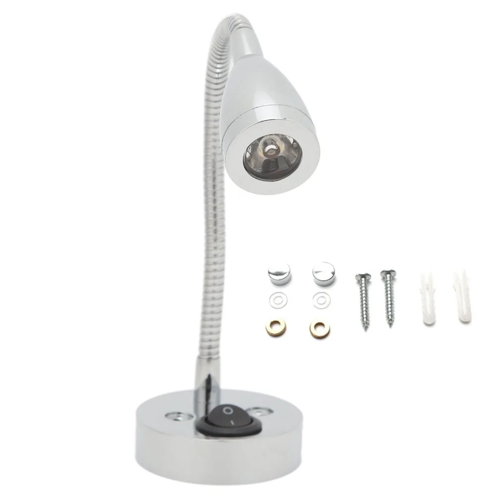 

360 Degree Swivel RV LED Light Warm White Light Gooseneck Light Bedside Light for DC 12V to 24V for Wiring Installation Use Cars