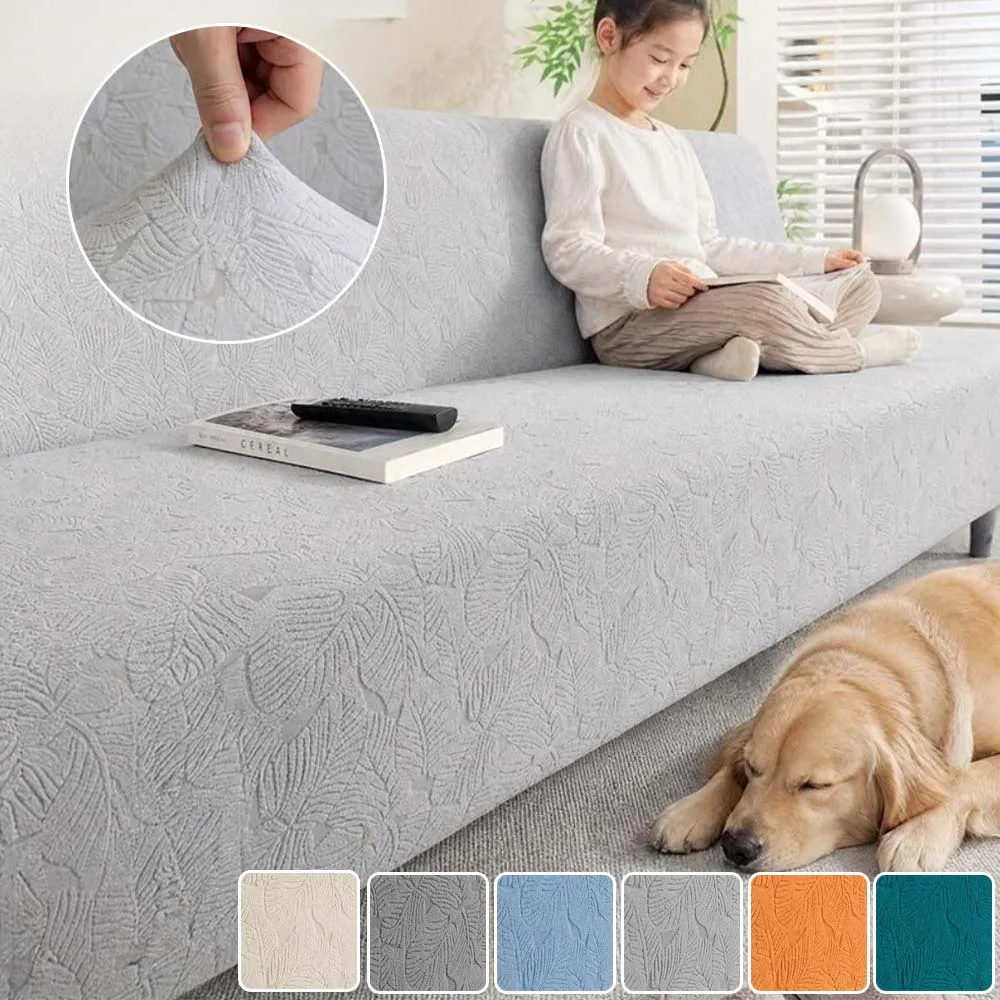 

Non-Slip Armless Sofa Bed Cover Stretch Leaves Jacquard Futon Slipcovers Universal Sofa Protector for Home Hotel Bedroom Decor