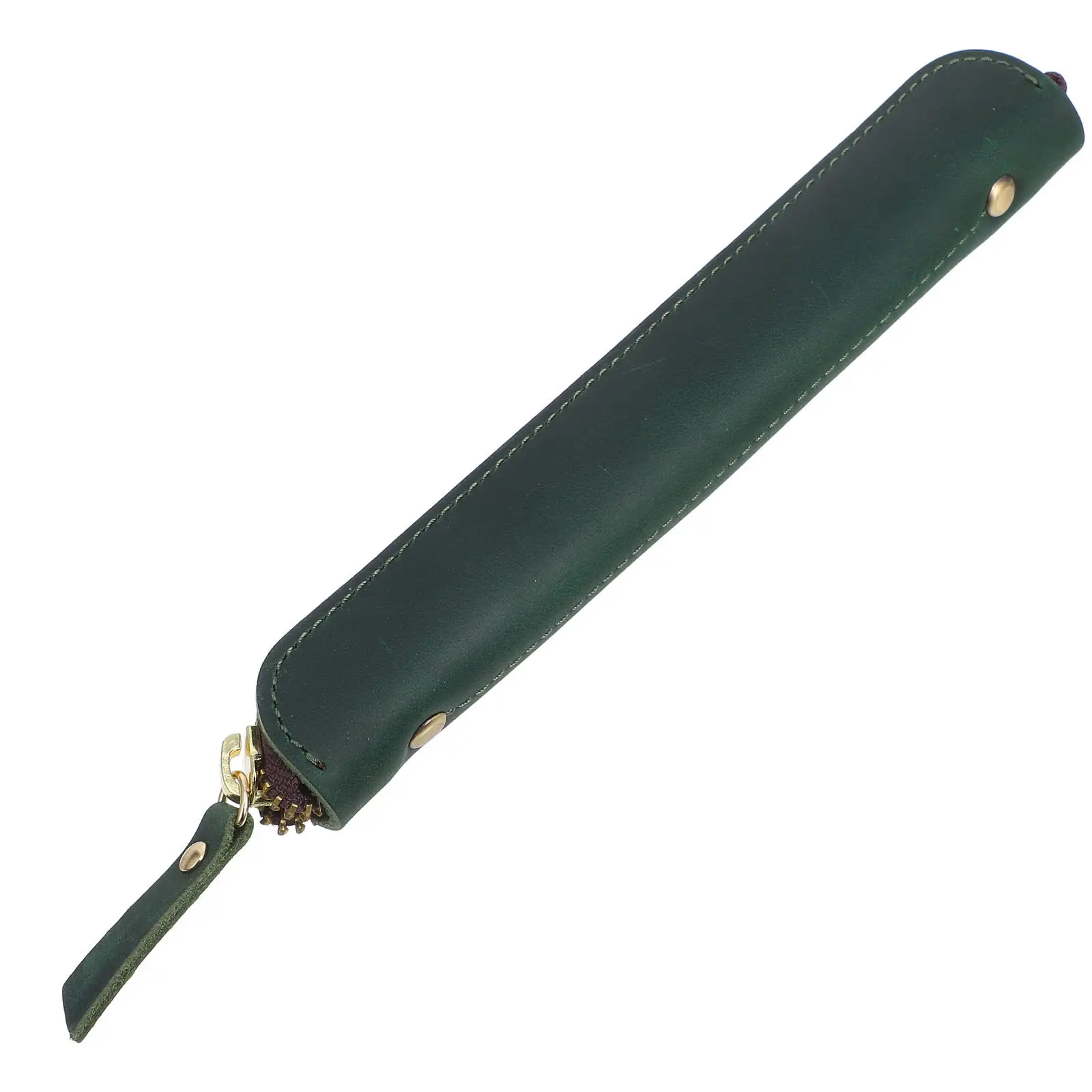 

Handmade Green Pen Case Pouch Zipper Pencil Bag Durable Protection for Fountain Rollerball Ballpoint Pens