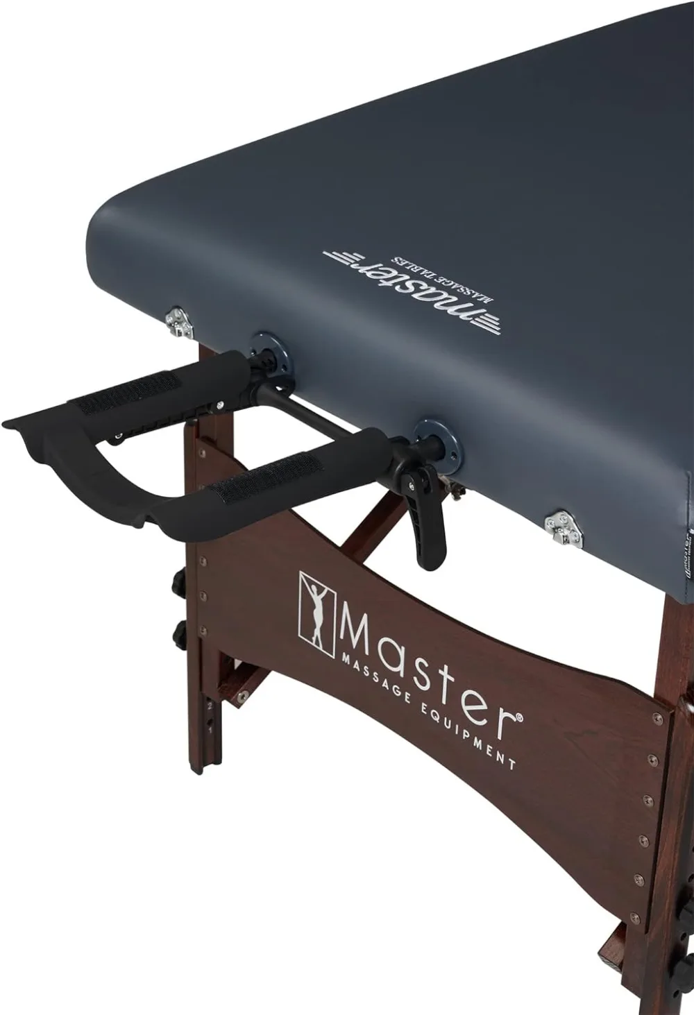 Master Massage Newport Portable Massage Table Package with Denser 2.5" Cushion, Walnut Stained Hardwood, Steel Support Cables