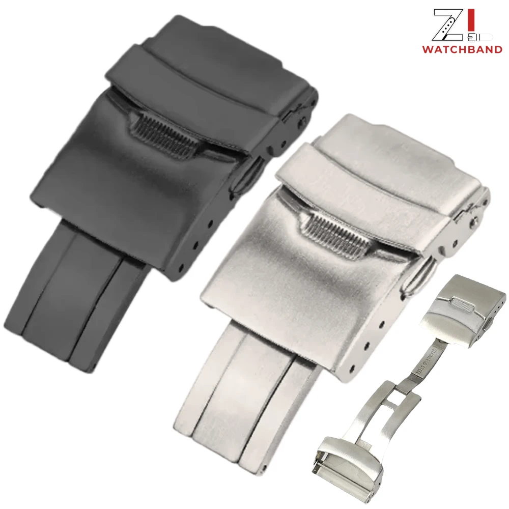 Boucle de montre en acier inoxydable massif de 18 mm, 20 mm, 22 mm, 24 mm, bouton pliant pour Seiko, fermoir à double pression, accessoires de remplacement pour montre
