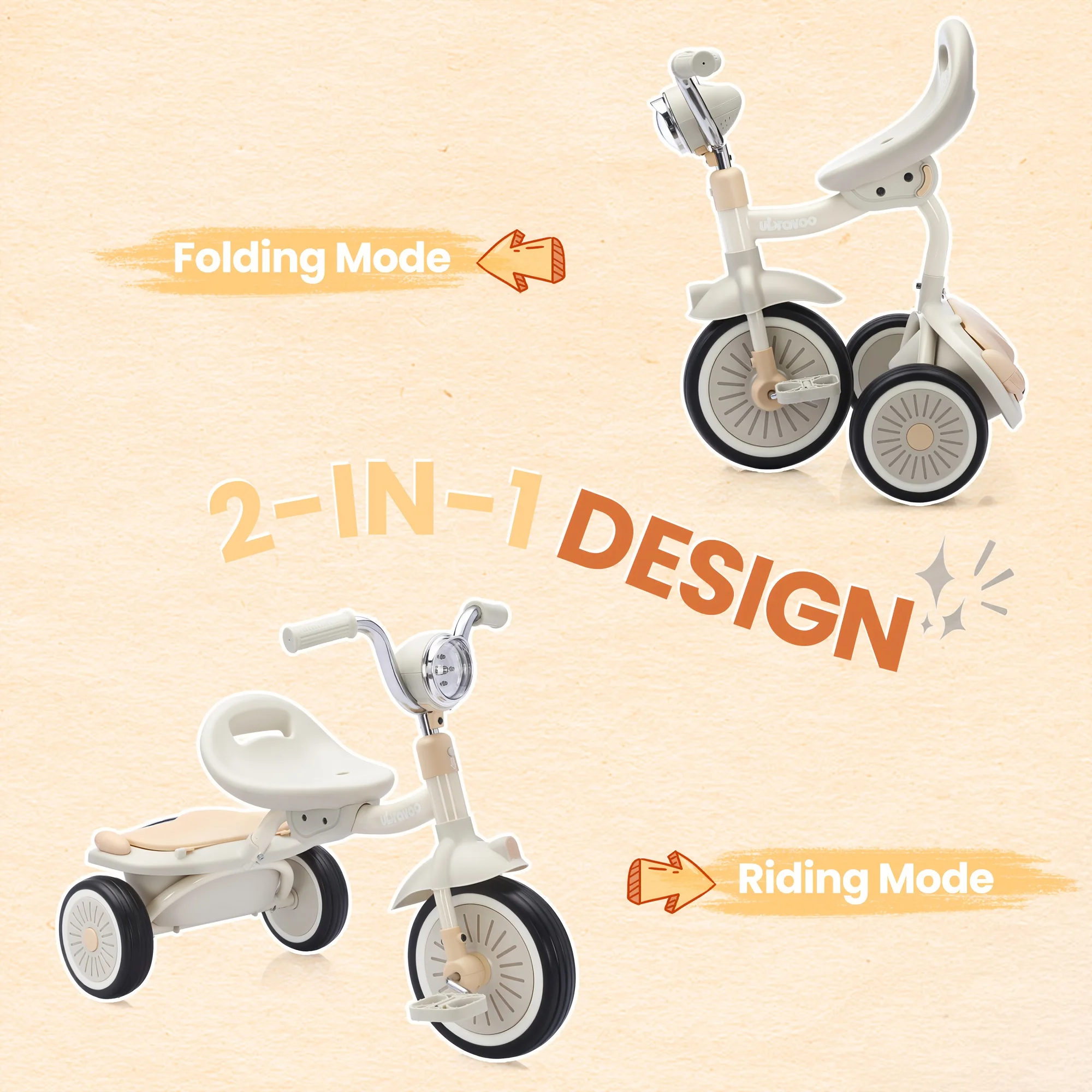 4-in-1 Kids Tricycle – 3-Wheel Baby Bicycle Toy for 1-5 Year Old Toddlers, Balance Bike Mode, Ideal Gift for Boys & Girls view 2