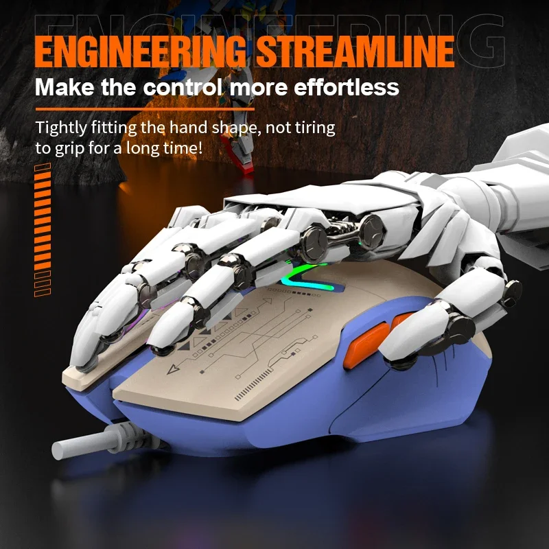 Mouse cablato H6 Effetto illuminazione RGB Mouse da gioco USB 3600 DPI desktop laptop ufficio