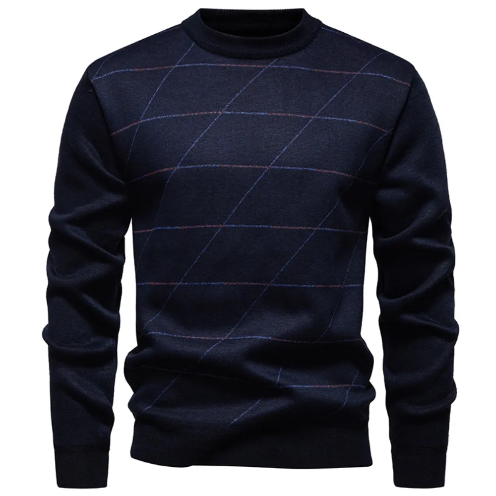 

Мужской осенне-зимний вязаный свитер из утолщенного флиса и повседневный круглый вырез для тепла