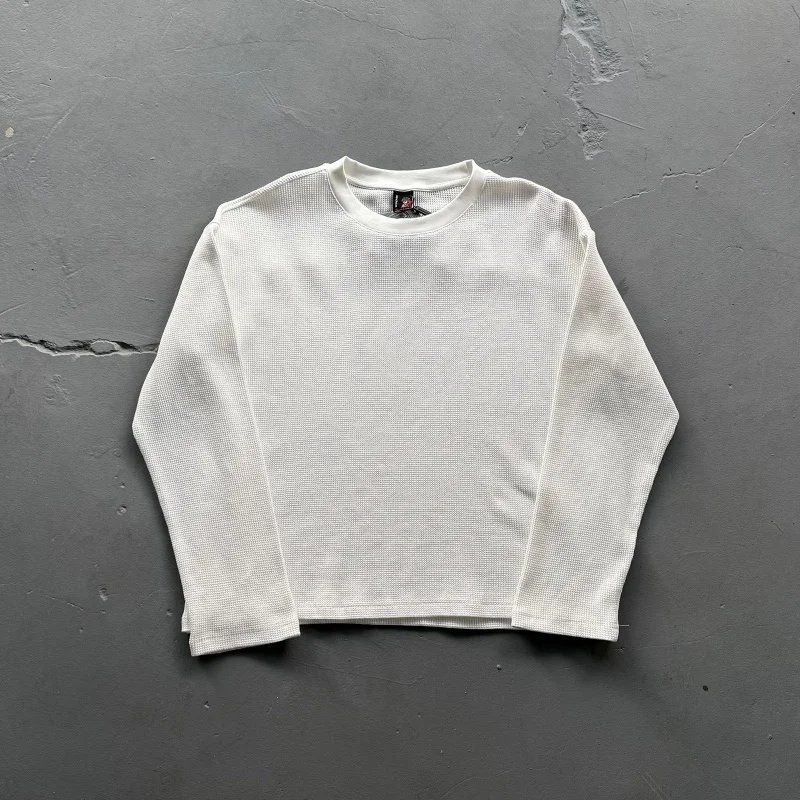 

Высококачественная футболка в американском стиле с длинным рукавом и круглым вырезом, с вышитым узором в виде вишневого цвета, базовая повседневная хлопковая футболка