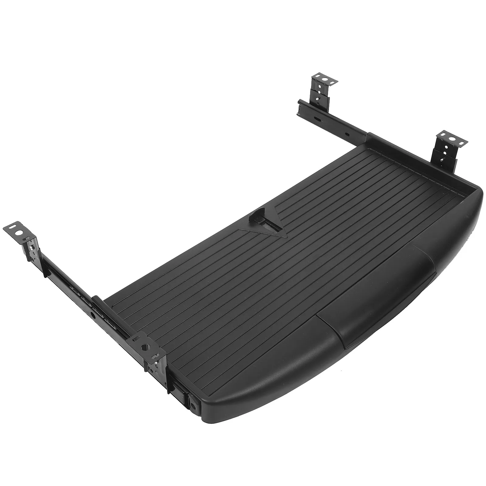 Full Extension Under Desk Keyboard Tray Slide Out with Adjustable Height Guide Dual Layer Drawer Storage for Ergonomic Office