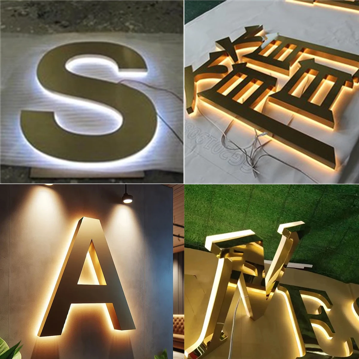 

Stainless Steel Luminous Character Waterproof 3D Metal LED Sign Indoor Business Shop Wall Decor customized Lighted Signboard