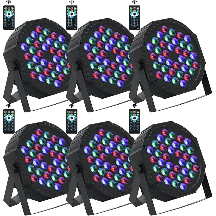 

36 светодиодных сценических светильников RGB LED Par Lights 7-канальные подключаемые светильники для мероприятий с управлением по DMX, звуковая активация, сценическое освещение DJ Uplig