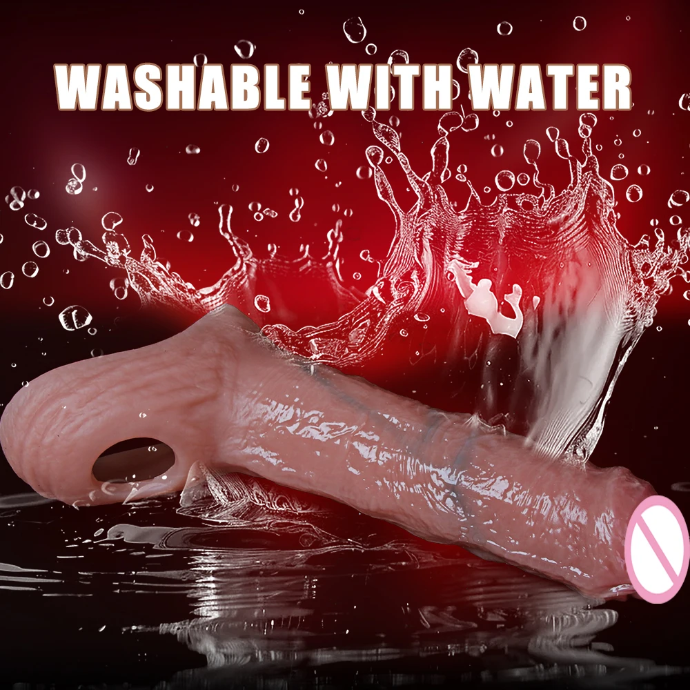 Penis Cock Sleeve Male Penis Enlarger Extender for Men Realistic Dildo Penis Ring to Lock the Sperm Male Penis Training Sex Toy