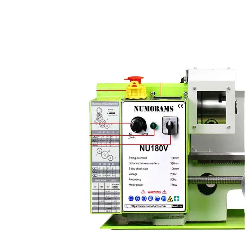 Numobams 0618 High-Quality Versatile Compact 750W Brushless Motor Metal Lathe Machine