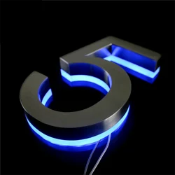 Outdoor waterproof 10cm high stainless steel backlit house numbers, 4